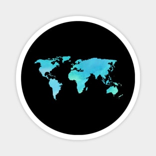 World Map Teal Magnet